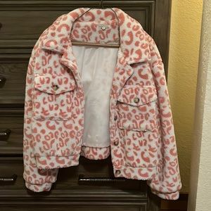 Pink and white leopard print boutique jacket